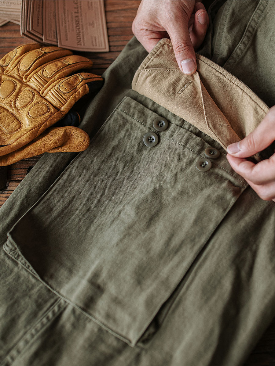 Reproduktion einer M-47 Fischgrät-Twillhose der französischen Armee