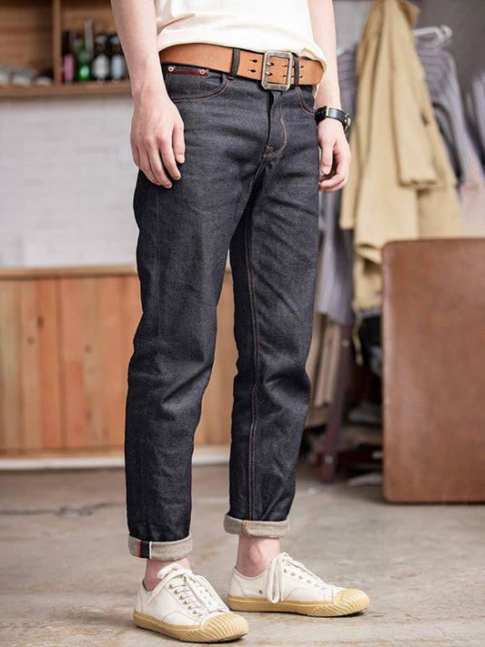 Jeans da uomo in denim grezzo in stile retrò americano