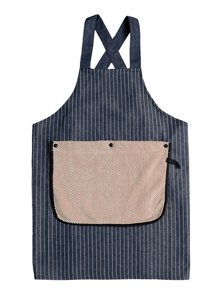 Delantal de Rayas con Toalla de Mano Desmontable