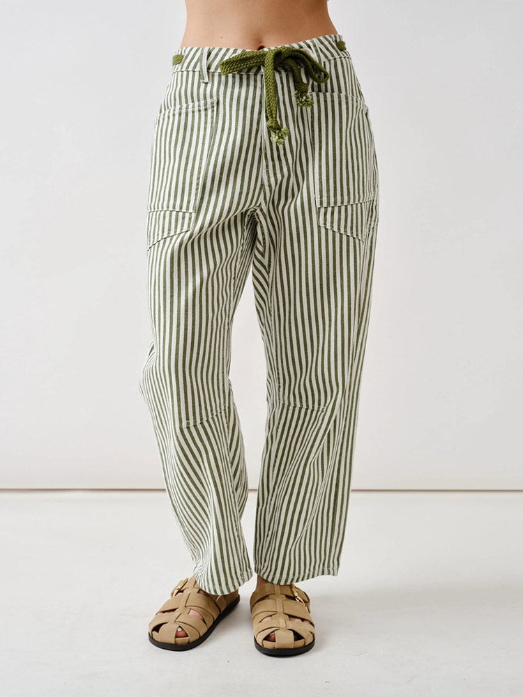 Stripe Relaxed Fit Barrel Pants
