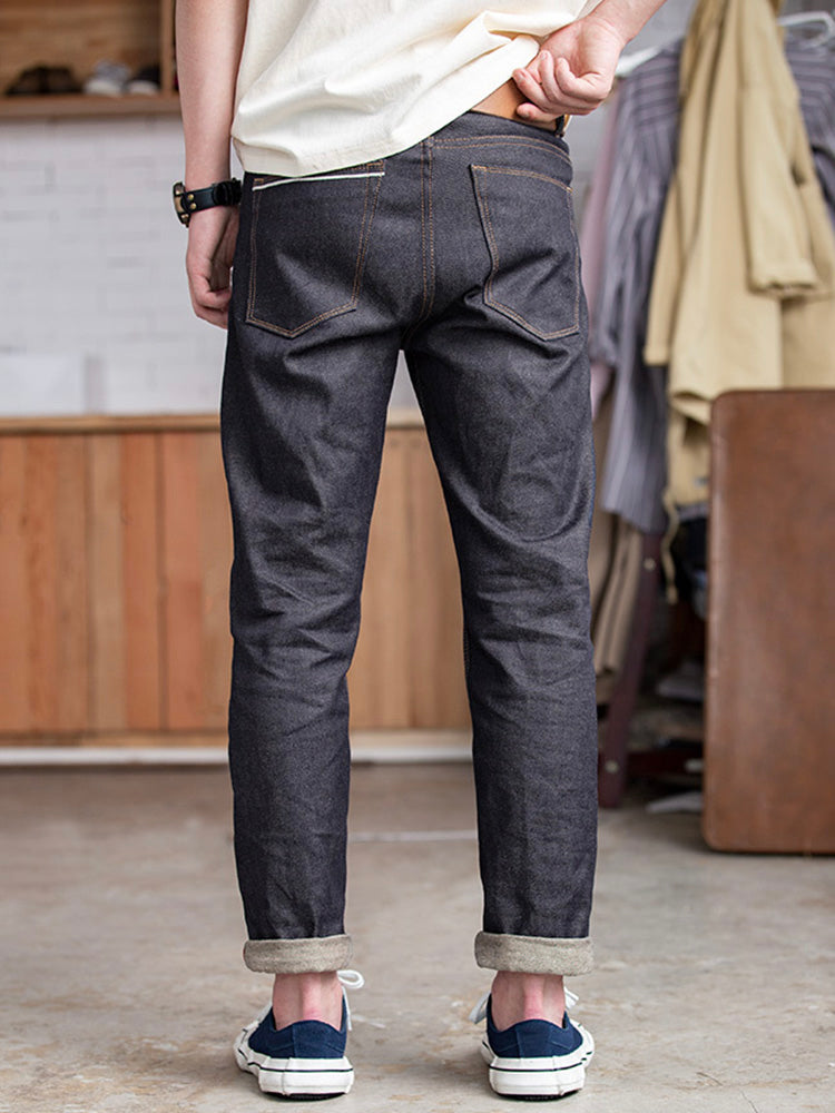 Jeans da uomo in denim grezzo in stile retrò americano