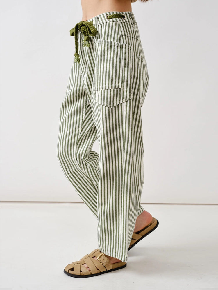Stripe Relaxed Fit Barrel Pants
