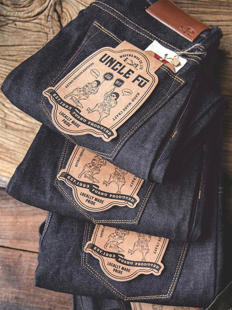 Jeans da uomo in denim grezzo in stile retrò americano