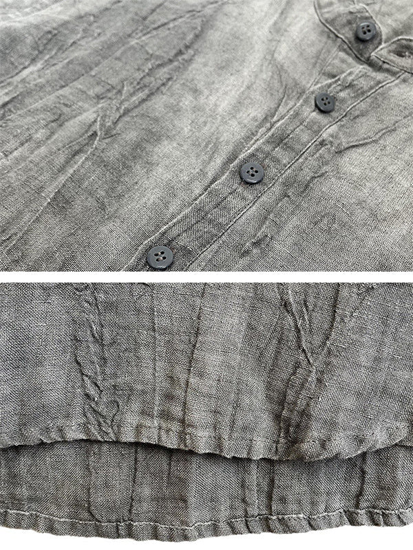 Camisa Henley de Manga Corta 100% Lino para Hombre
