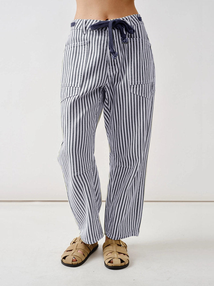 Stripe Relaxed Fit Barrel Pants