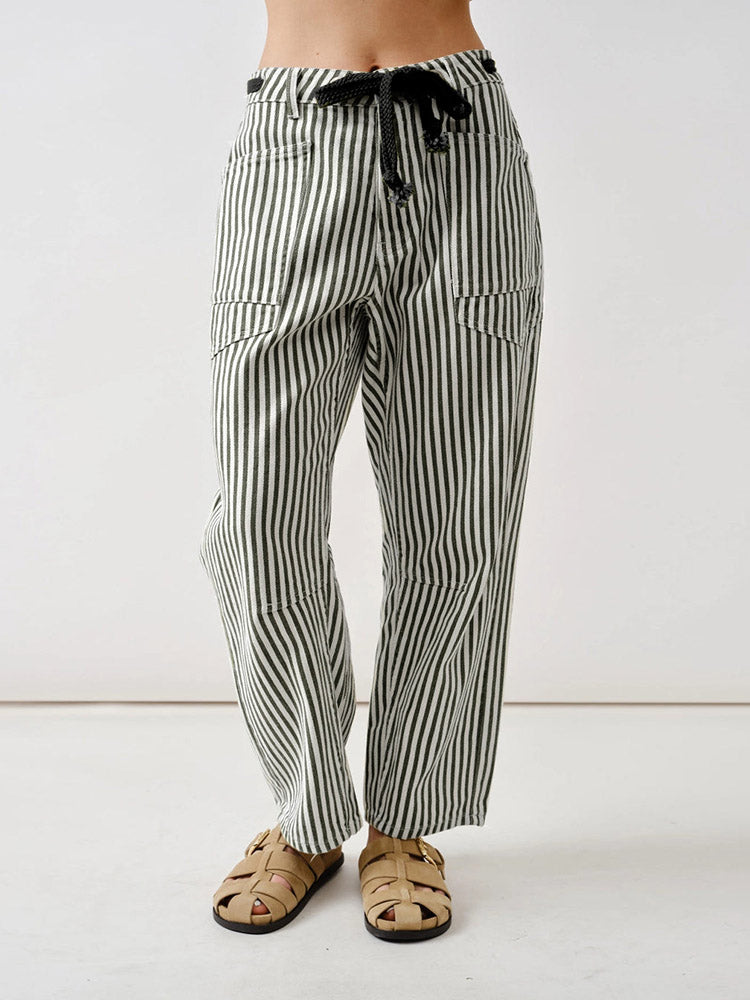 Stripe Relaxed Fit Barrel Pants