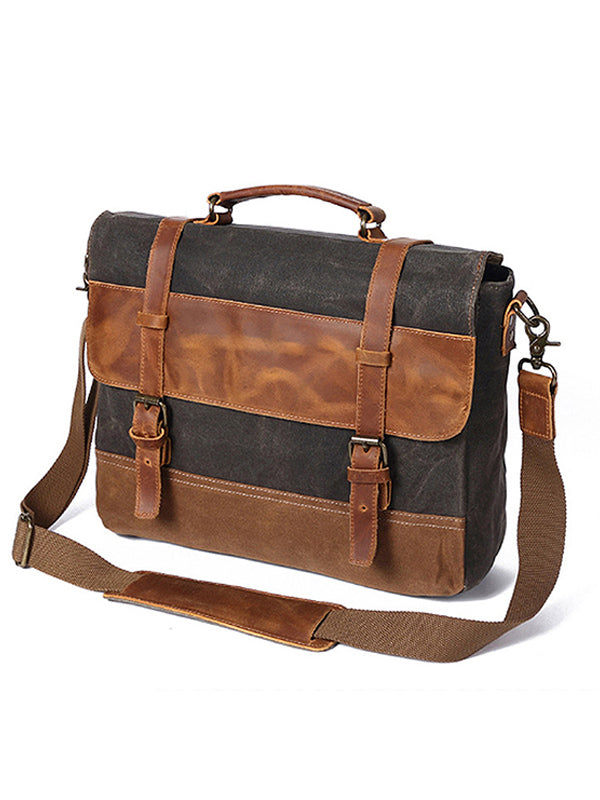 Bolso bandolera de lona tipo maletín para portátil