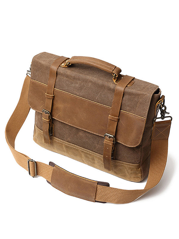 Bolso bandolera de lona tipo maletín para portátil