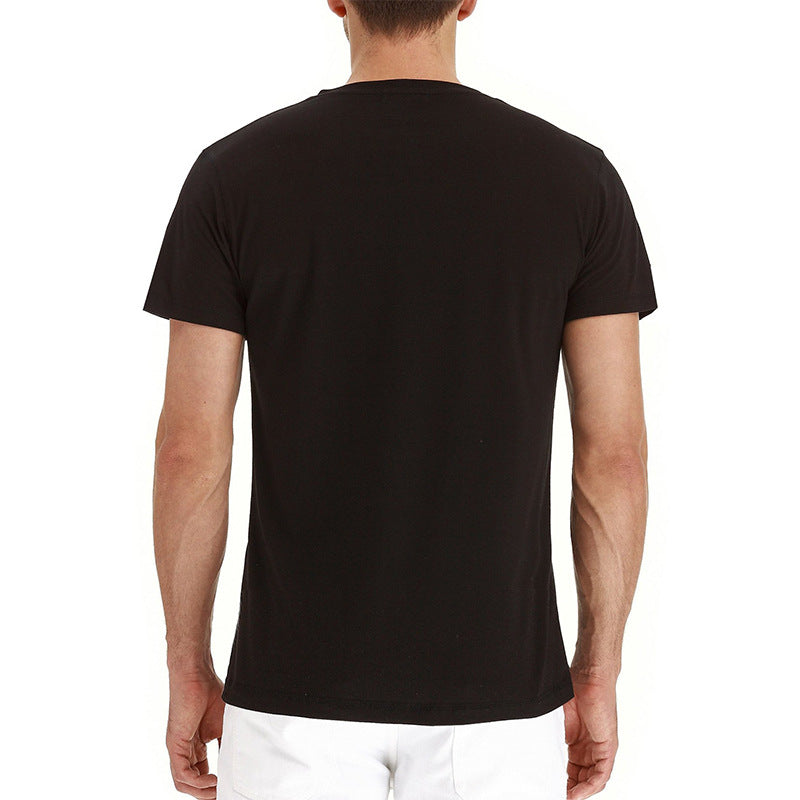T-shirt Henley casual a maniche corte da uomo con taschino