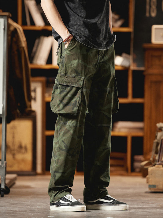 Pantaloni cargo mimetici da uomo ispirati all'American Vintage