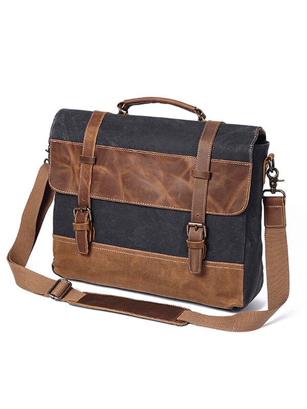 Bolso bandolera de lona tipo maletín para portátil