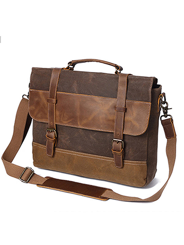 Bolso bandolera de lona tipo maletín para portátil