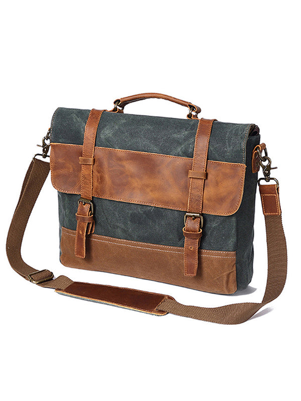 Bolso bandolera de lona tipo maletín para portátil