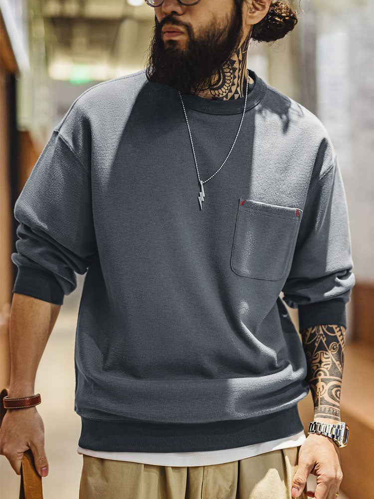 Herren-Sweatshirt mit Waffelstrickmuster