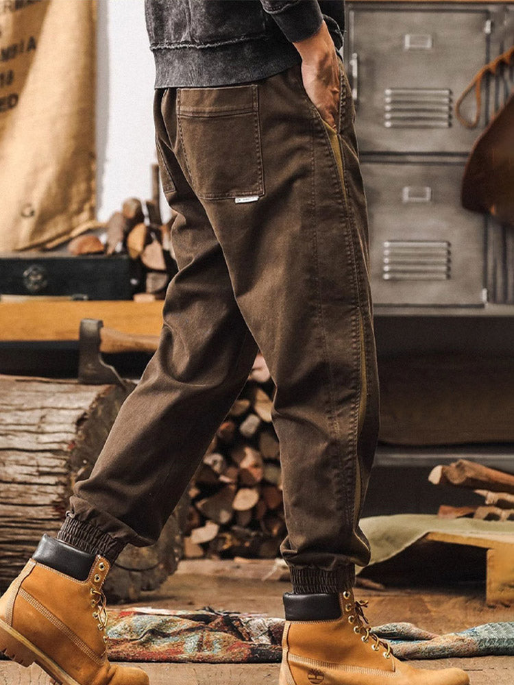 Men’s Joggers with Side Stripes and Vintage Wash