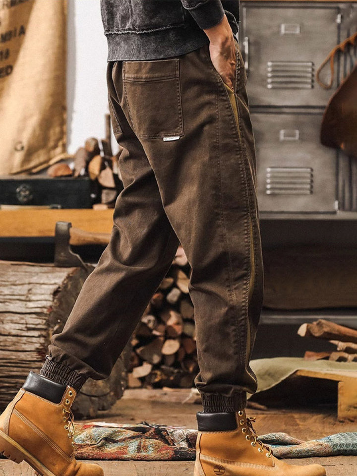 Men’s Joggers with Side Stripes and Vintage Wash
