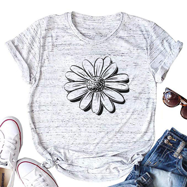 Damen-T-Shirt mit Sonnenblumen-Print