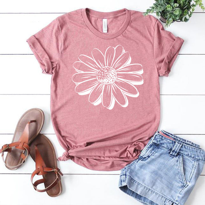 Damen-T-Shirt mit Sonnenblumen-Print
