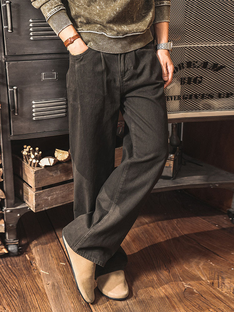 Herren‑Breitbein‑Arbeitshose aus Baumwolle Vintage‑Workwear‑Stil