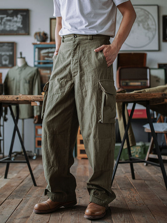 Pantalones de sarga con diseño de espiga M-47 del ejército francés, réplica
