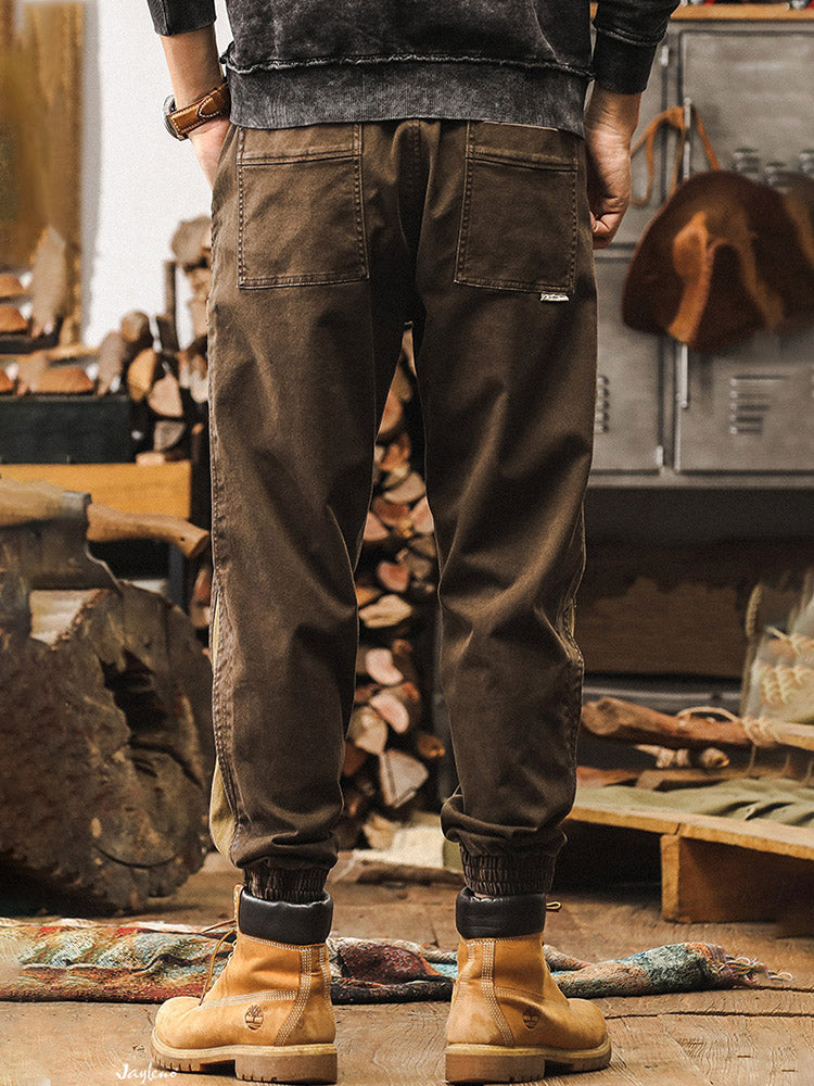 Men’s Joggers with Side Stripes and Vintage Wash