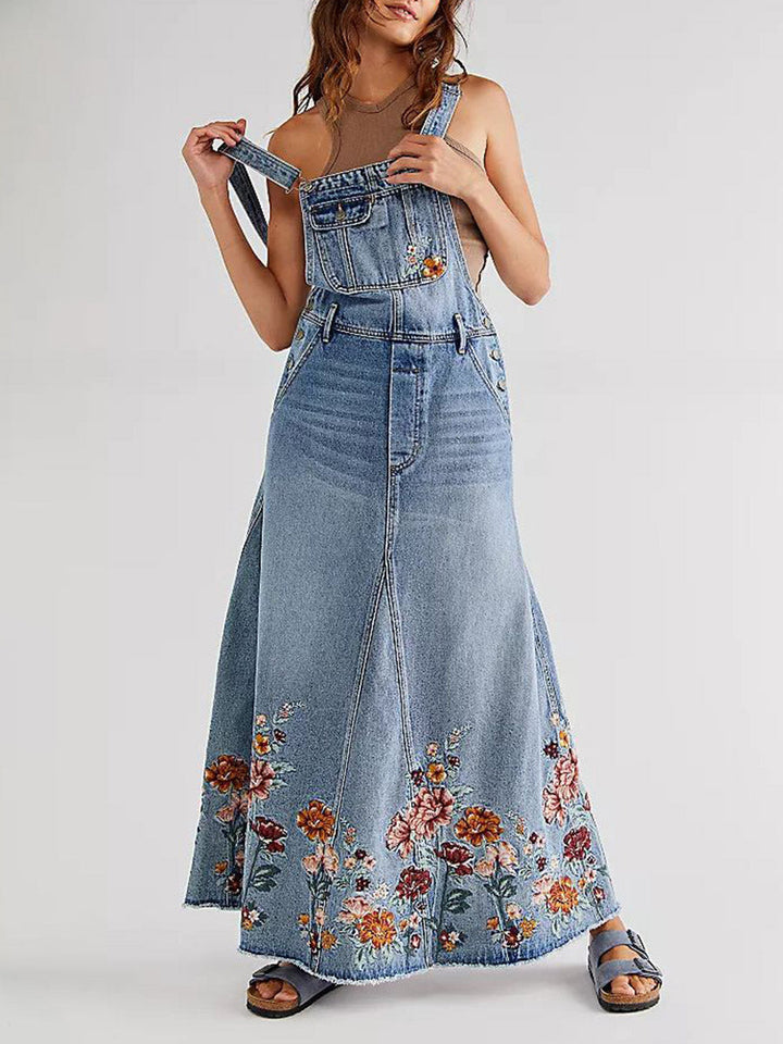 Latzkleid mit Blumenstickerei