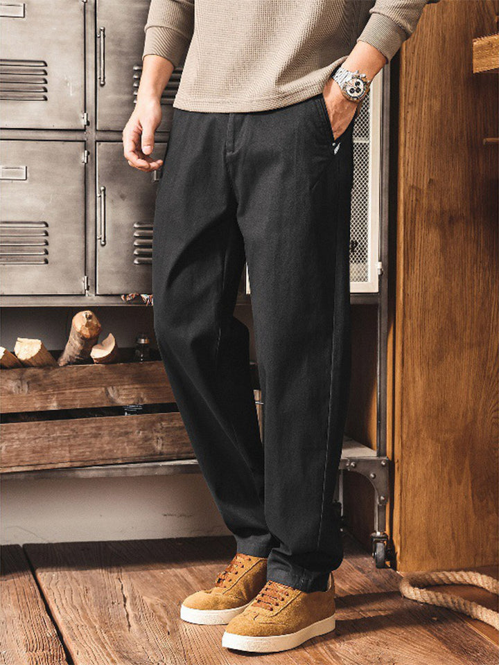 Herren Retro Workwear Chino-Hose aus Baumwolle mit elastischem Taillenbund