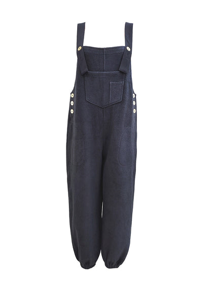 Women's Fleece Overalls with Coconut Shell Buttons