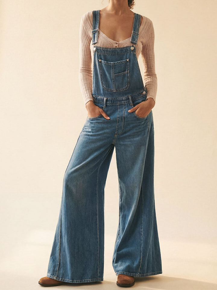 Weite Jeans-Latzhose für Damen