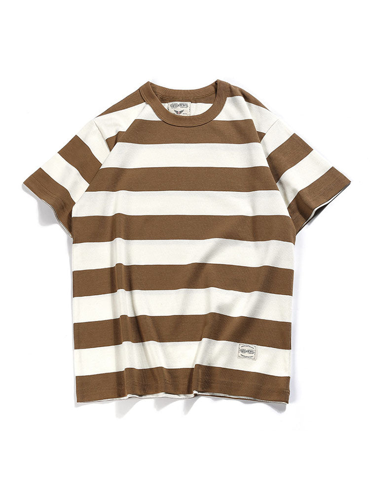Camiseta de Rayas con Cuello Redondo para Hombre