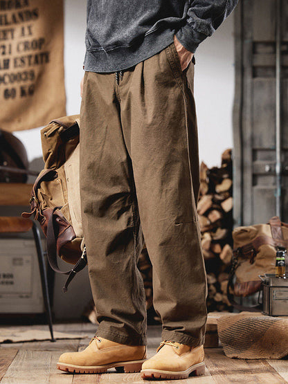 Herren Retro‑Cargohose 100 % Baumwolle Weites Bein