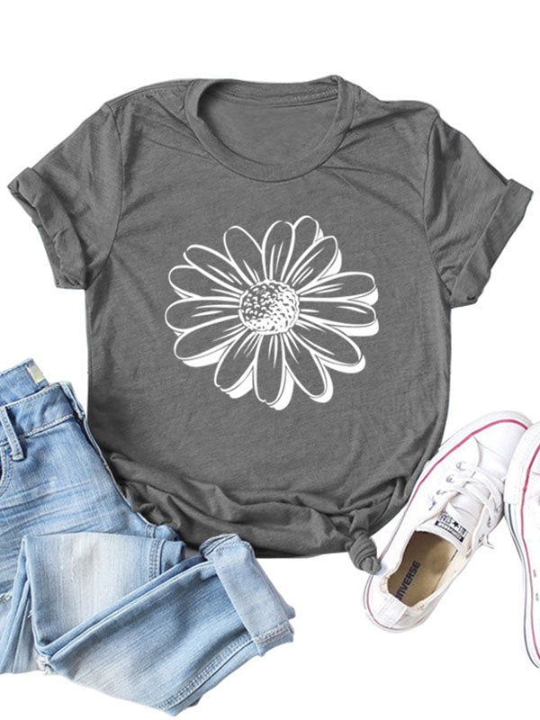 Damen-T-Shirt mit Sonnenblumen-Print