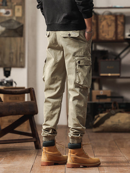 Men's Vintage-Inspired Multi‑Button Pocket Tapered Cargo Jogger Pants