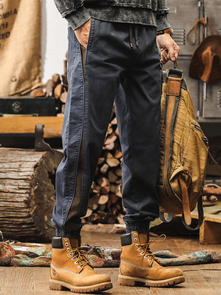 Men’s Joggers with Side Stripes and Vintage Wash