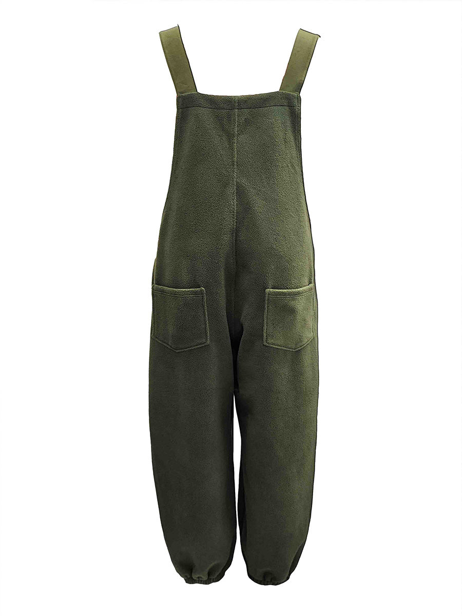 Women's Fleece Overalls with Coconut Shell Buttons