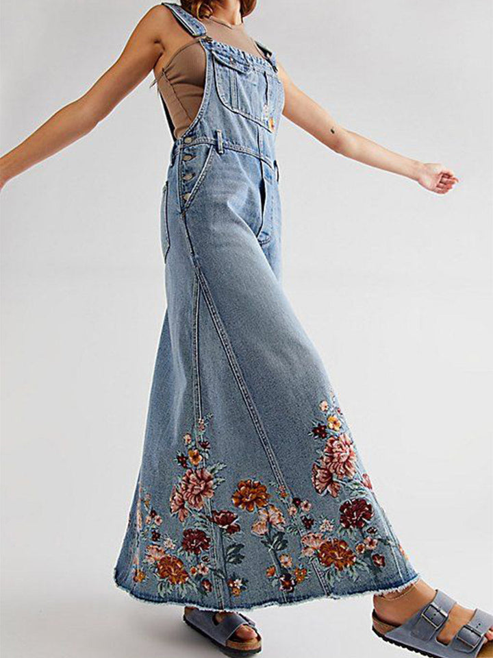 Latzkleid mit Blumenstickerei