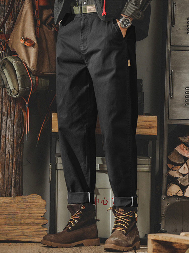 Men's Vintage-Inspired Washed Tapered Chino Pants