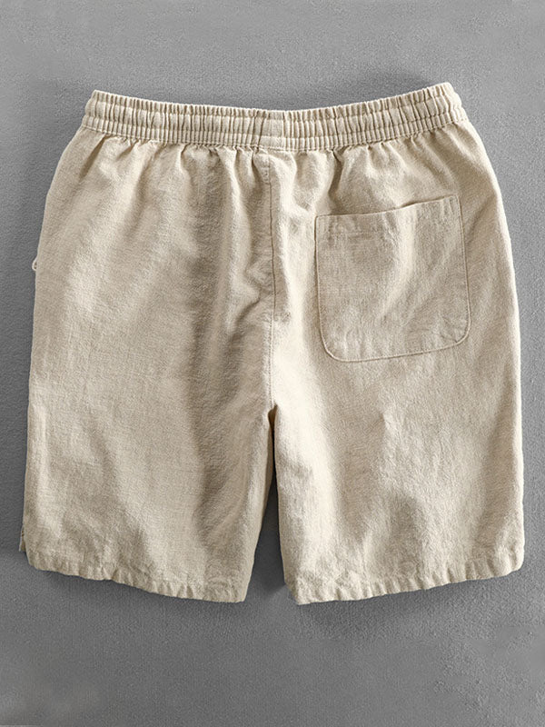 Lässige Herren-Shorts aus Ramie-Baumwolle mit Kordelzug