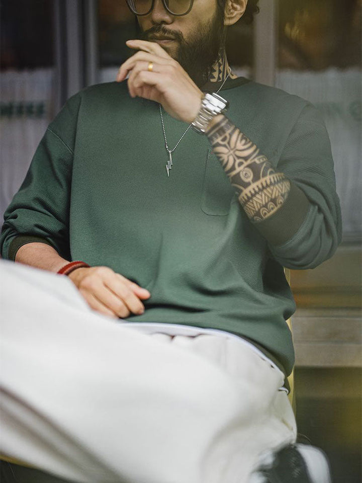 Herren-Sweatshirt mit Waffelstrickmuster