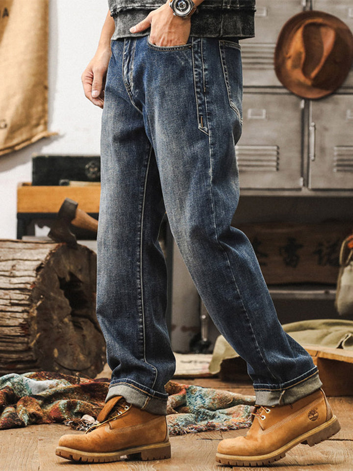 Jeans da uomo ampi con lavaggio vintage