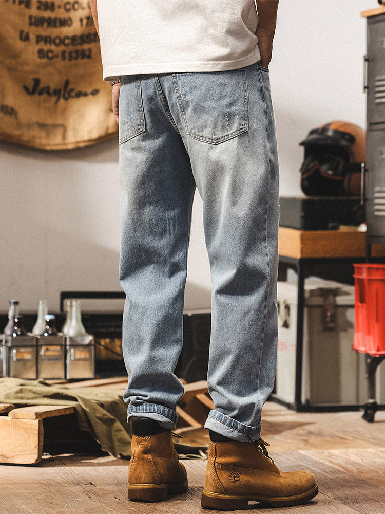 Jeans da uomo con lavaggio delicato e dettagli in stile vintage