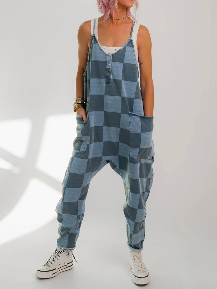 Oversize-Jumpsuit mit Karomuster für Damen - Ausverkauf