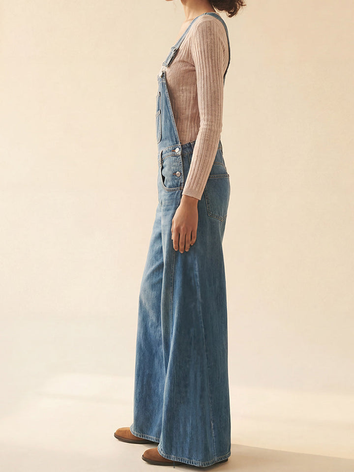 Weite Jeans-Latzhose für Damen