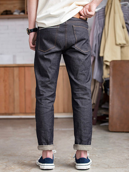 Jeans da uomo in denim grezzo in stile retrò americano
