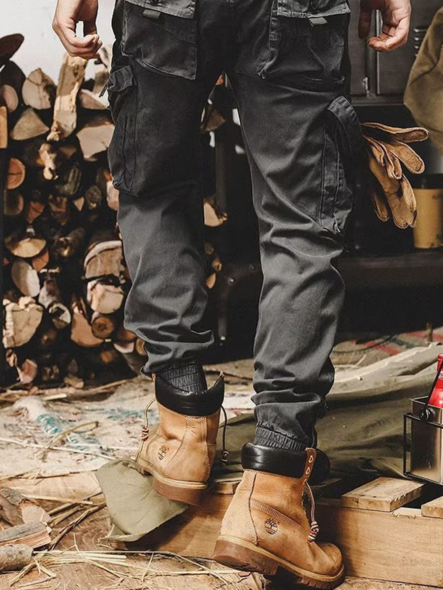 Men's Cotton Stretch Multi-Pocket Cargo Jogger Pants