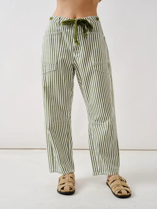 Stripe Relaxed Fit Barrel Pants