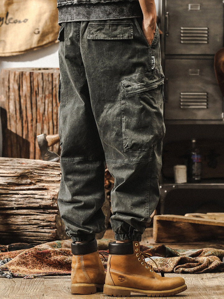 Herren Vintage Cargohose Jogger‑Schnitt