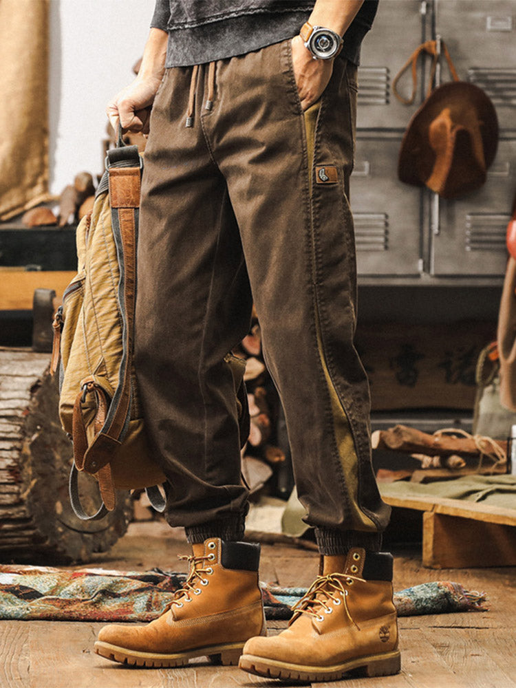 Men’s Joggers with Side Stripes and Vintage Wash