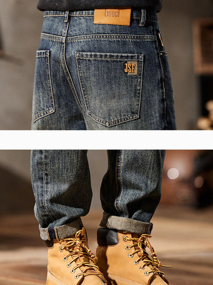 Männer Retro‑Waschen Ballon‑Fit‑Jeans mit Mehrfachtaschen‑Design