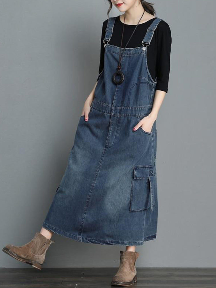 Jeans-Latzkleid mit lockerer Passform